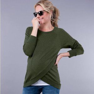 Seraphine Green Cotton Blend Maternity & Nursing Sweatshirt